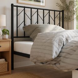 Black Metal Headboard 90cm for Bed Frame Replacement