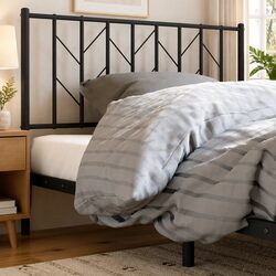 Black Metal Headboard 107 cm - Durable Bed Frame Component