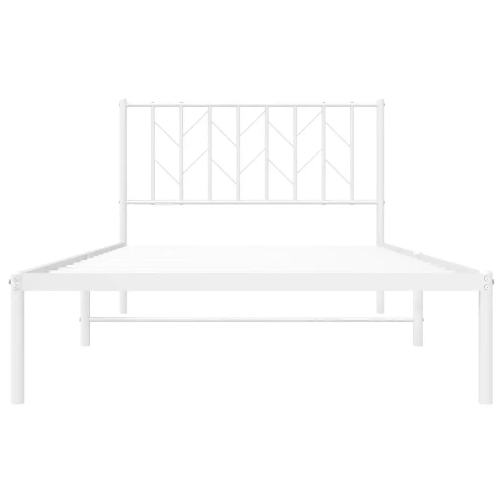 Steel Bed Frame King Single White 107x203 cm Sturdy Construction with Headboard
