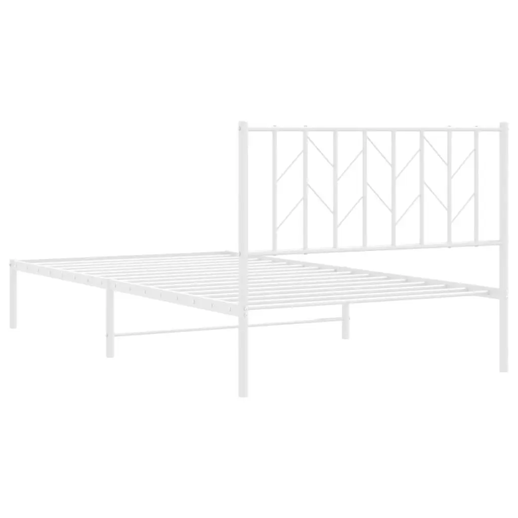 Steel Bed Frame King Single White 107x203 cm Sturdy Construction with Headboard