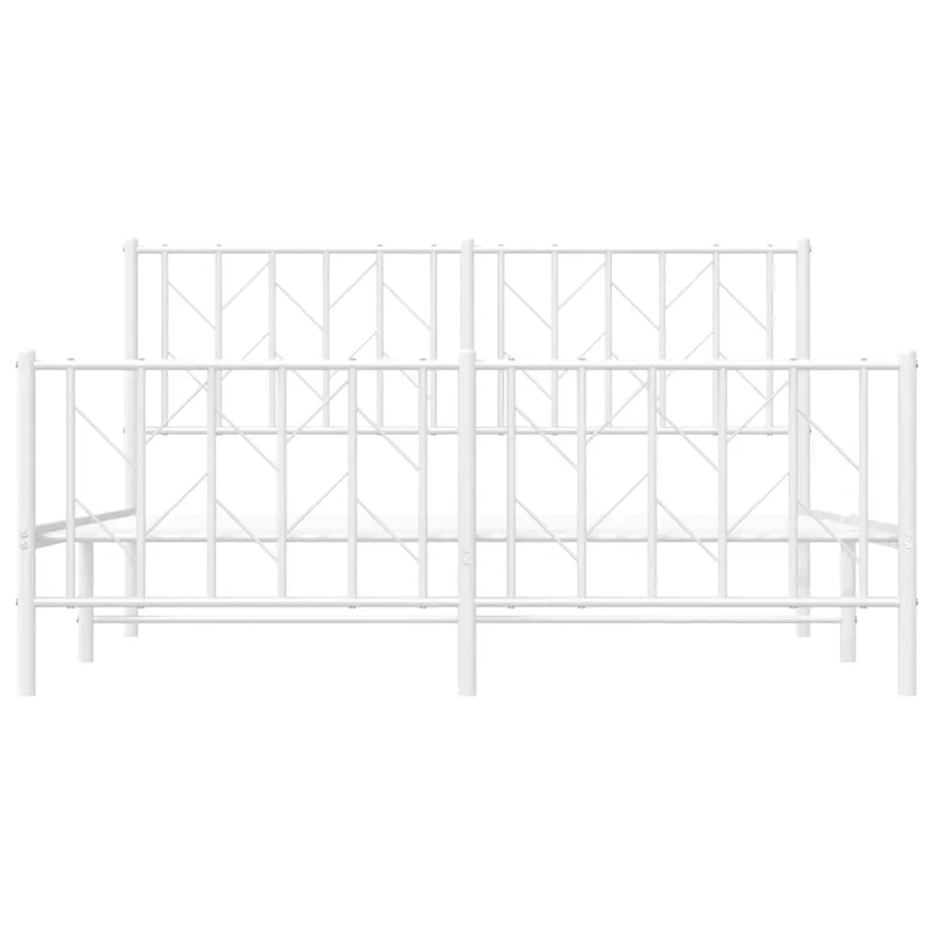 Metal Bed Frame Storage Space 150x200 cm White