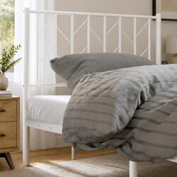 90cm Steel Headboard in White for Bed Frames