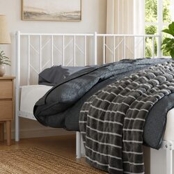 White Metal Headboard 135cm - Sturdy Steel Frame