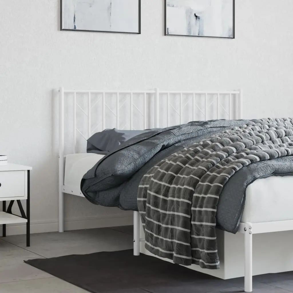 Metal Headboard Back Support 135cm White Steel Frame
