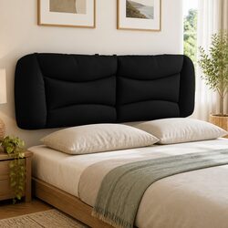 Wall-Mounted Queen Headboard Cushion in Black 152cm