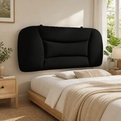 Black Fabric King Single Headboard Cushion with Straps
