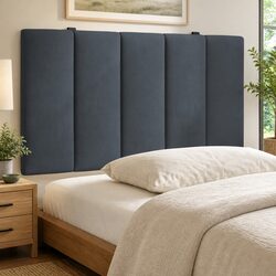 Wall-Mounted 90cm Grey Velvet Bed Head Cushion