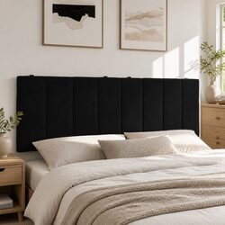 Queen Size Wall-Mounted Black Velvet Headboard Cushion