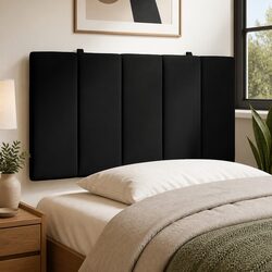 107cm King Single Headboard Cushion in Black Velvet