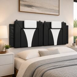 Wall-Mount Headboard Cushion 137 cm Faux Leather Black White