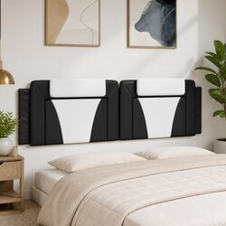 Faux Leather Headboard Cushion 180cm in Black and White