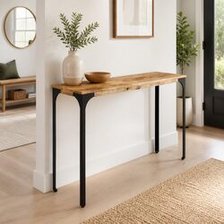 Solid Mango Wood Console Table with Iron Feet