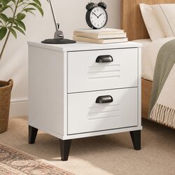 Engineered Wood Nightstand White Bedside Cabinet