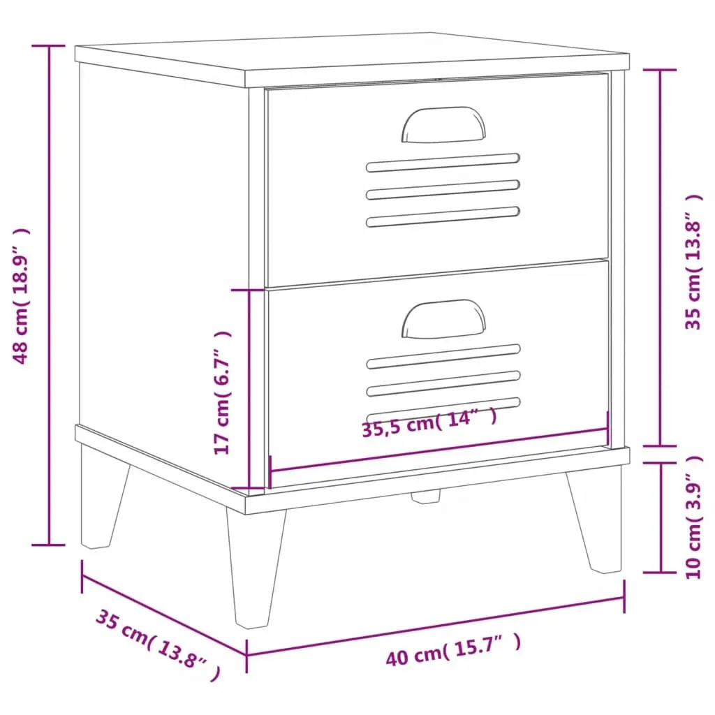 Bedside Table Engineered Wood Storage White