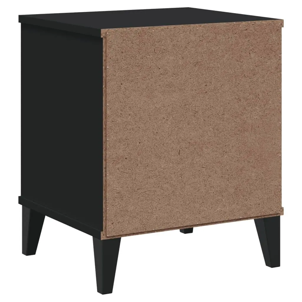 Bedside Table Engineered Wood Storage Black