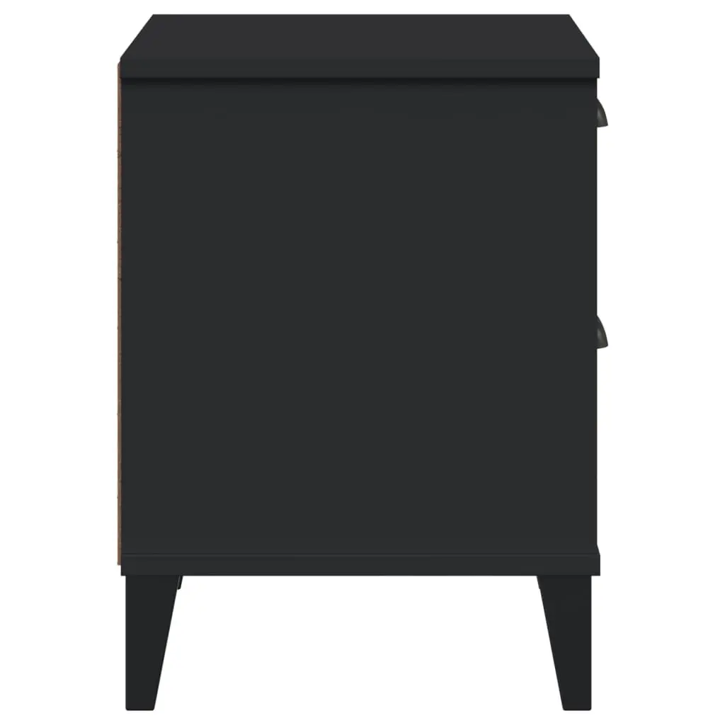 Bedside Table Engineered Wood Storage Black