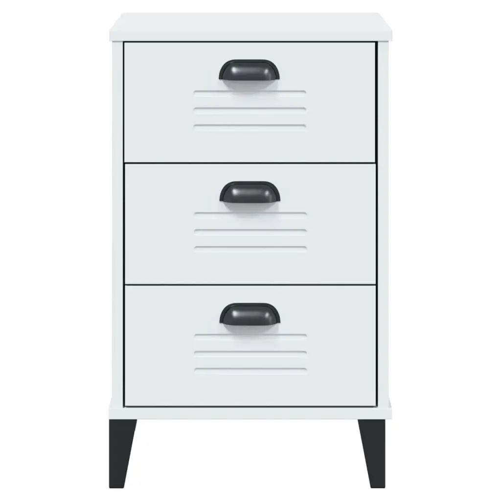 Bedside Table Engineered Wood Storage White