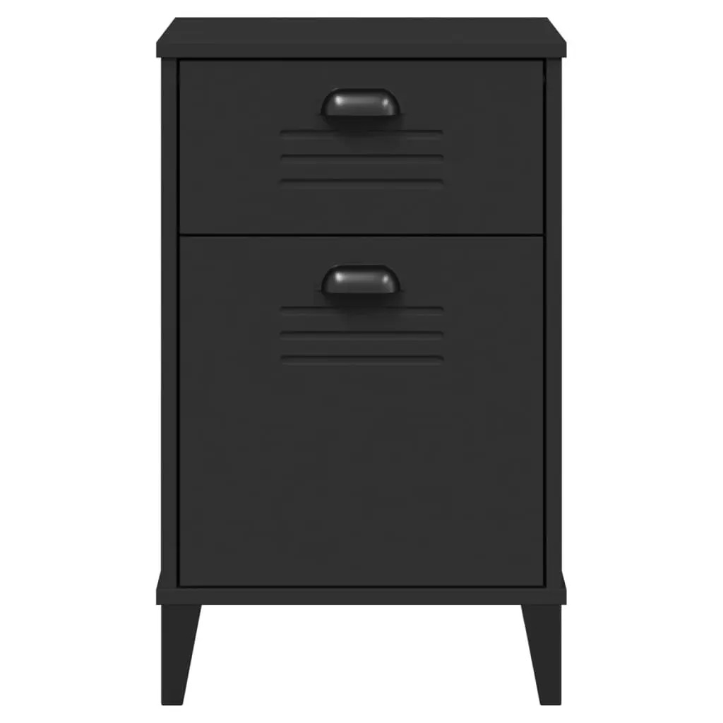 Bedside Cabinet Engineered Wood Durable Black Nightstand Bedroom Storage Table
