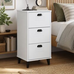 Engineered Wood Bedside Cabinet: White Storage Solution