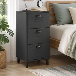 Engineered Wood Bedside Cabinet in Anthracite Grey