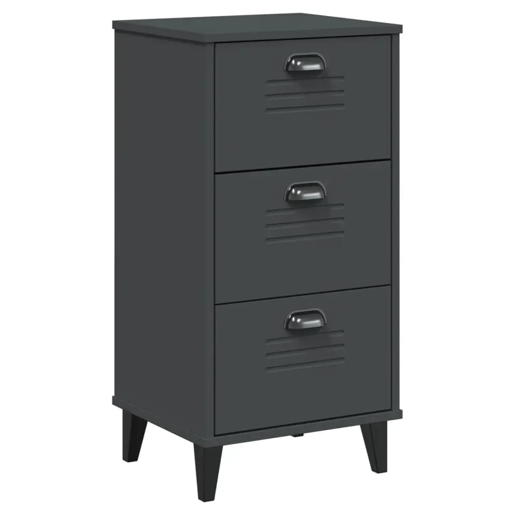 Bedside Cabinet Engineered Wood Storage Table Anthracite Grey
