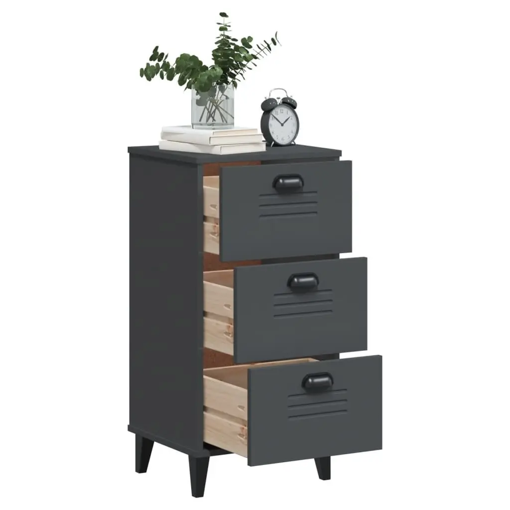 Bedside Cabinet Engineered Wood Storage Table Anthracite Grey