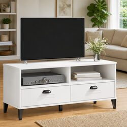 Engineered Wood TV Cabinet with Storage and Cable Management
