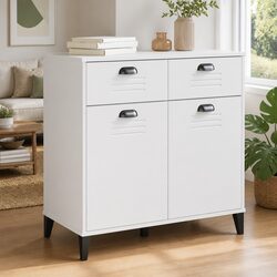Storage Cabinet White Industrial Design Sideboard 80x40x80 cm