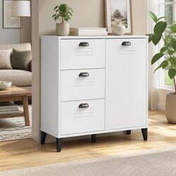 White Sideboard Cabinet 80x40x80cm with Industrial Style