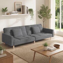 2-Seater Sofa Bed with Light Grey Fabric Upholstery