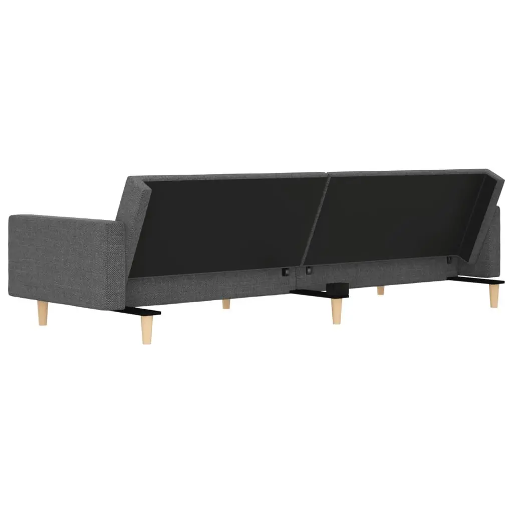 2-Seater Sofa Bed Light Grey Fabric Day Bed Guest Sleeper with Pillows