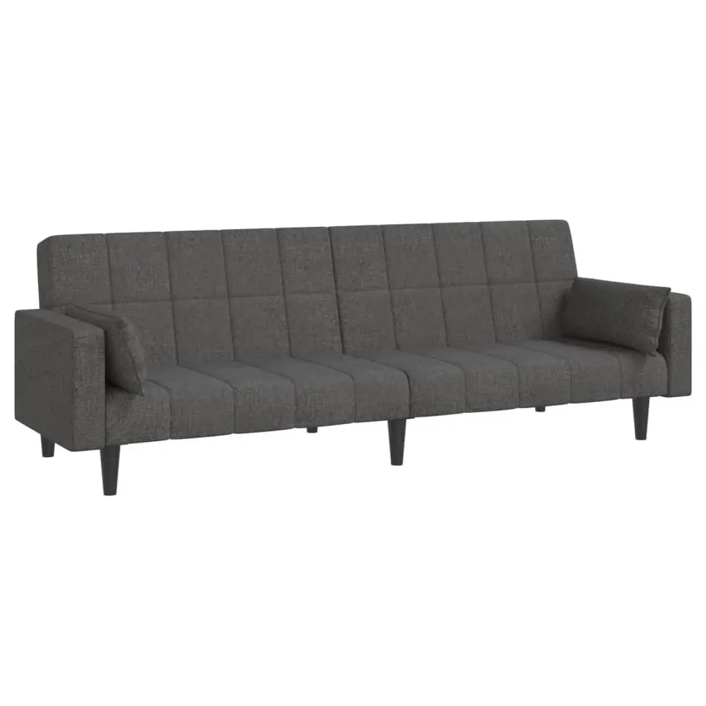 2-Seater Sofa Bed Convertible Daybed with Pillows Grey Fabric Sleeper Guest Bed