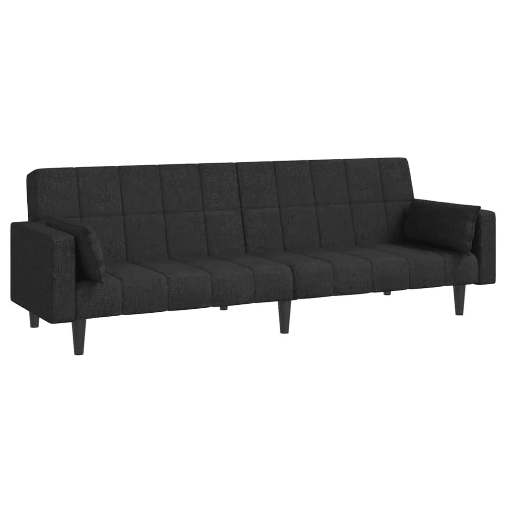 Convertible Sofa Bed Black Fabric Compact 2-Seater Day Bed