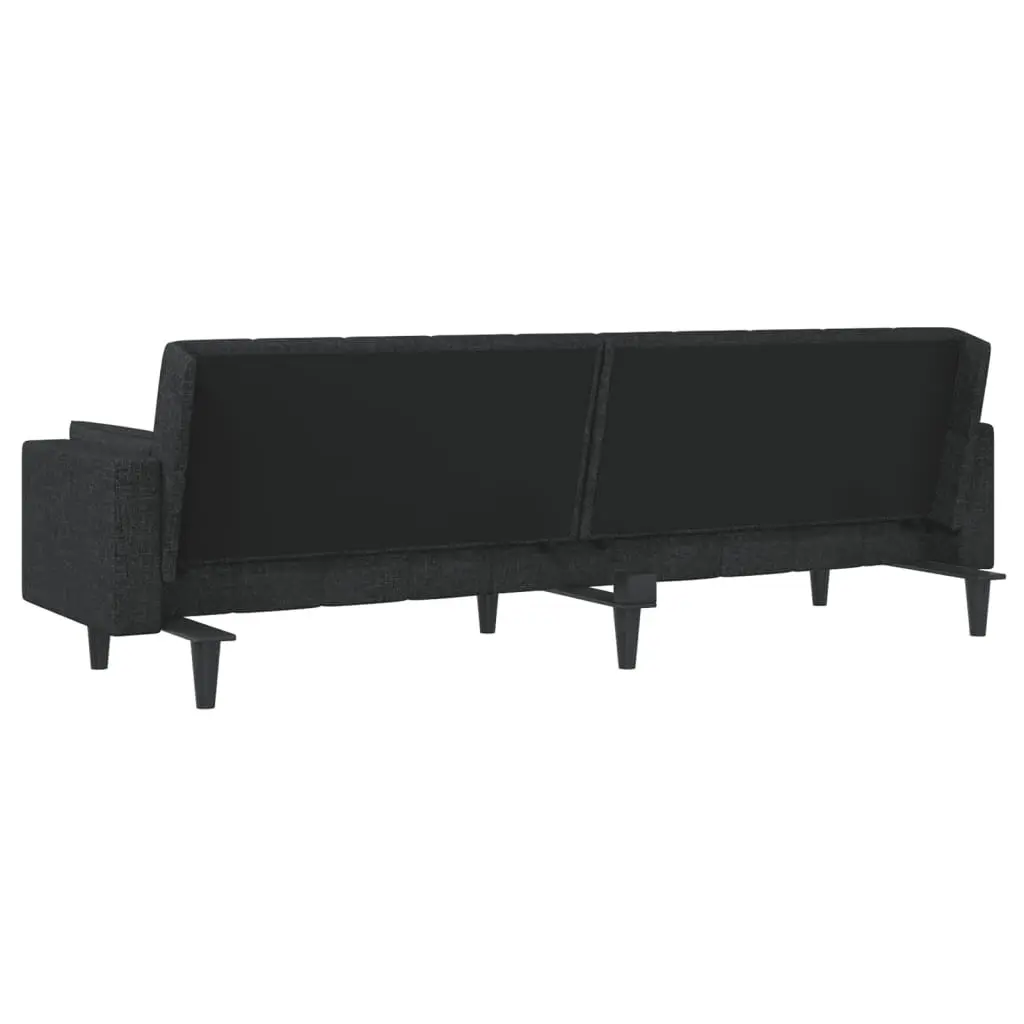 Convertible Sofa Bed Black Fabric Compact 2-Seater Day Bed