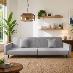 2-Seater Convertible Sofa Bed with Velvet Upholstery