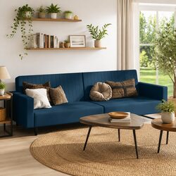 Specifications of 2-Seater Blue Velvet Sofa Bed