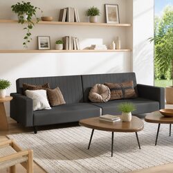 Convertible 2-Seater Sofa Bed in Grey Velvet