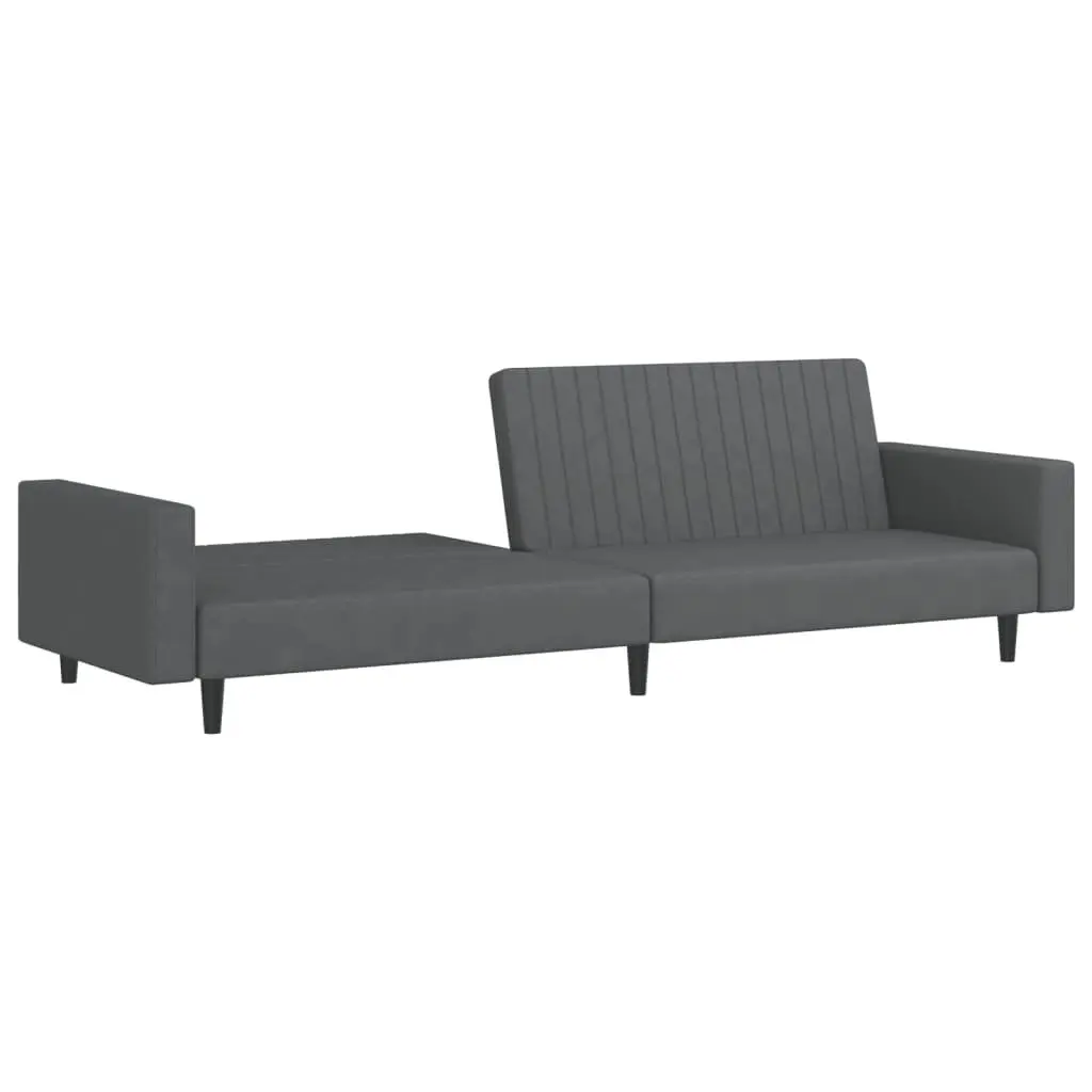 Convertible Sofa Bed Grey Velvet 2 Seater Day Bed