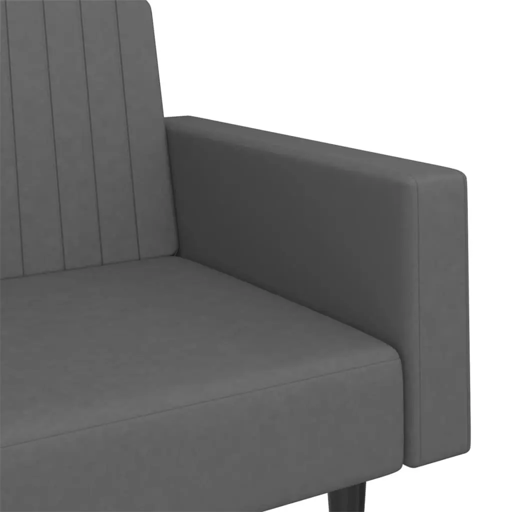 Convertible Sofa Bed Grey Velvet 2 Seater Day Bed