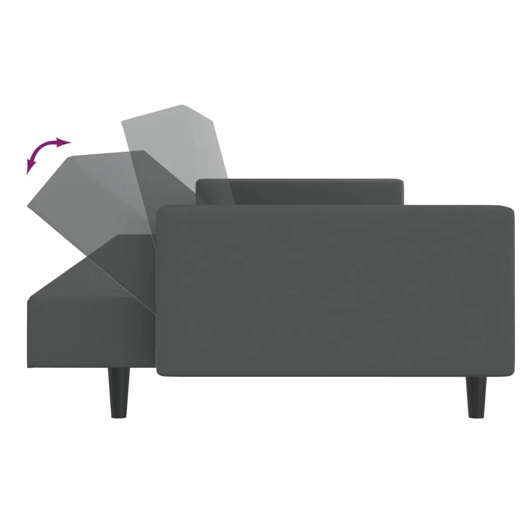Convertible Sofa Bed Grey Velvet 2 Seater Day Bed