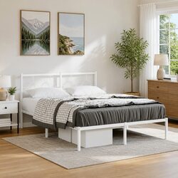 Metal Bed Frame with Storage and Headboard 135x190 cm