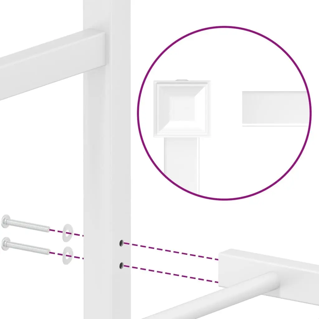 Metal Bed Frame with Headboard Storage Slatted Base 135x190 cm White