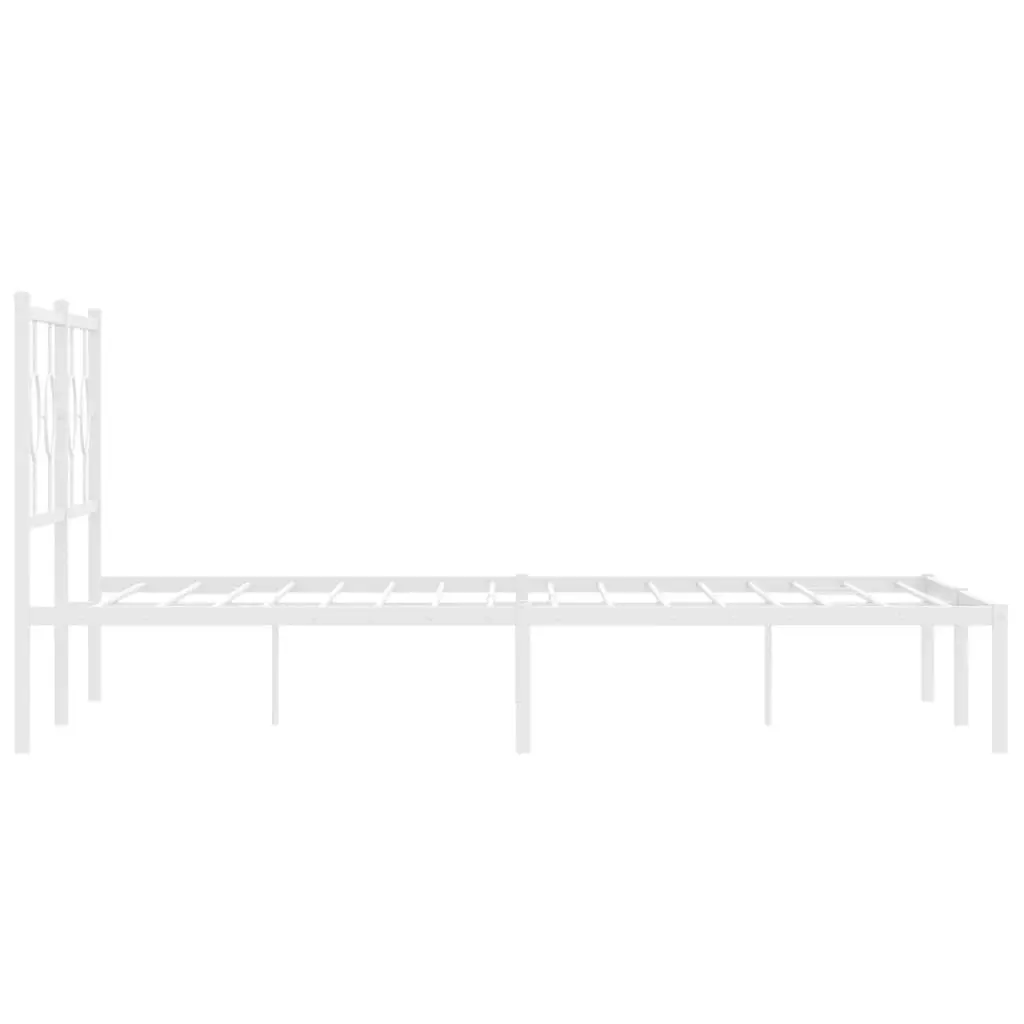 Metal Bed Frame with Headboard Slatted Base 150x200 cm White