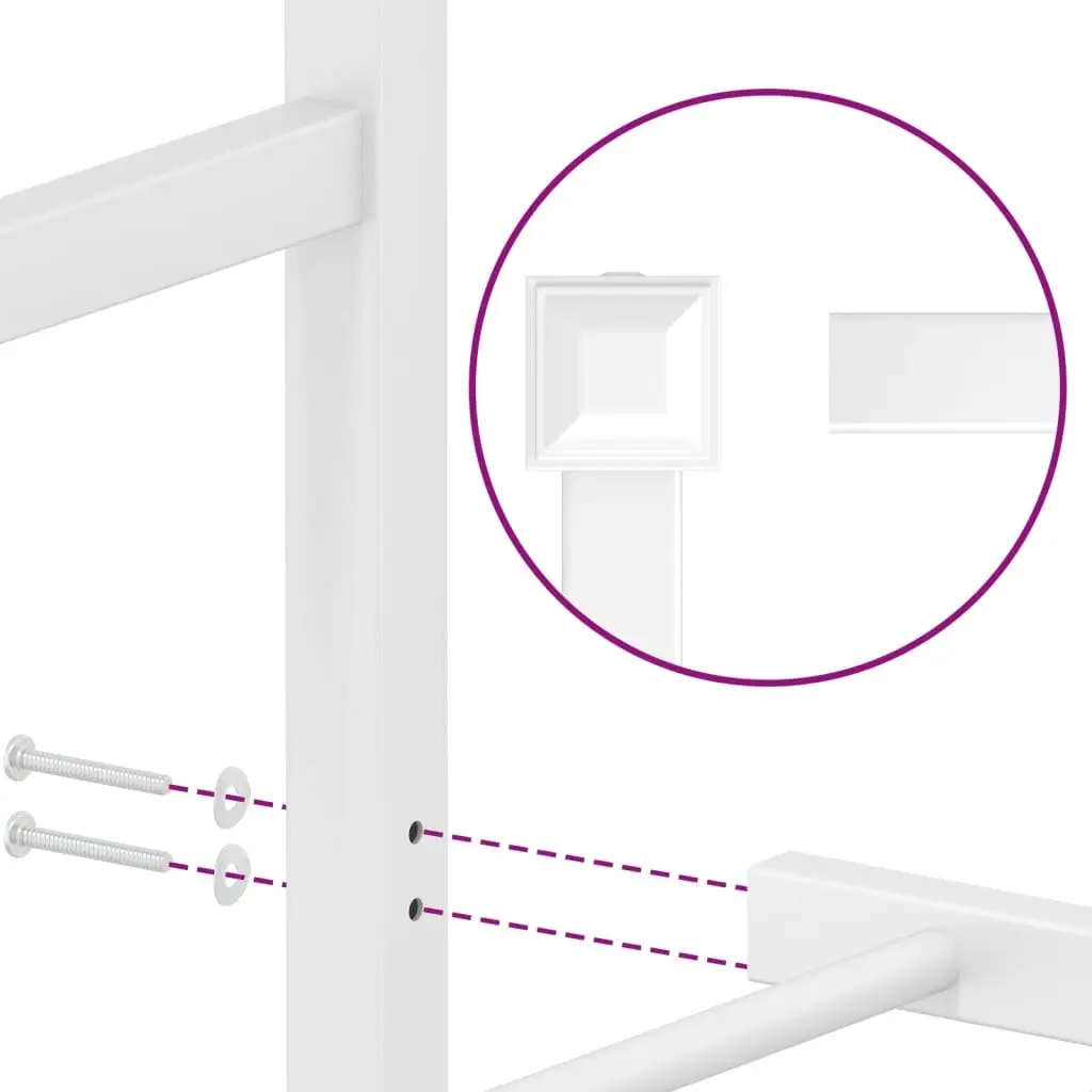 Metal Bed Frame with Headboard Slatted Base 150x200 cm White