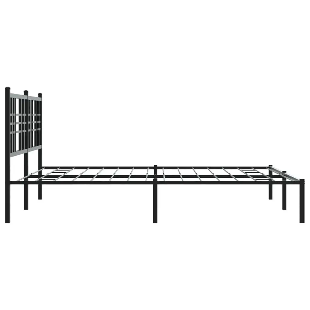 Metal Bed Frame with Headboard Centre Support 150x200 cm Black