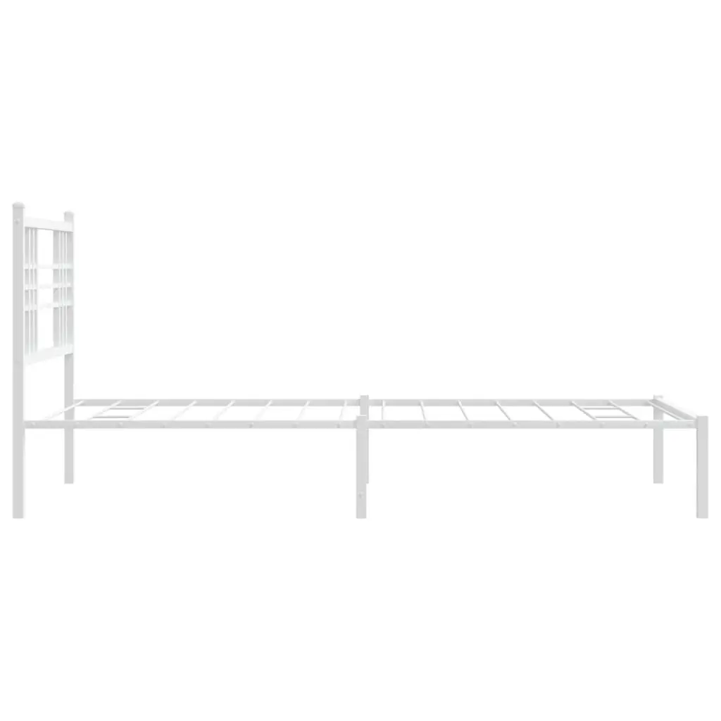 Metal Bed Frame with Headboard Under-Bed Storage Space 90x190 cm White