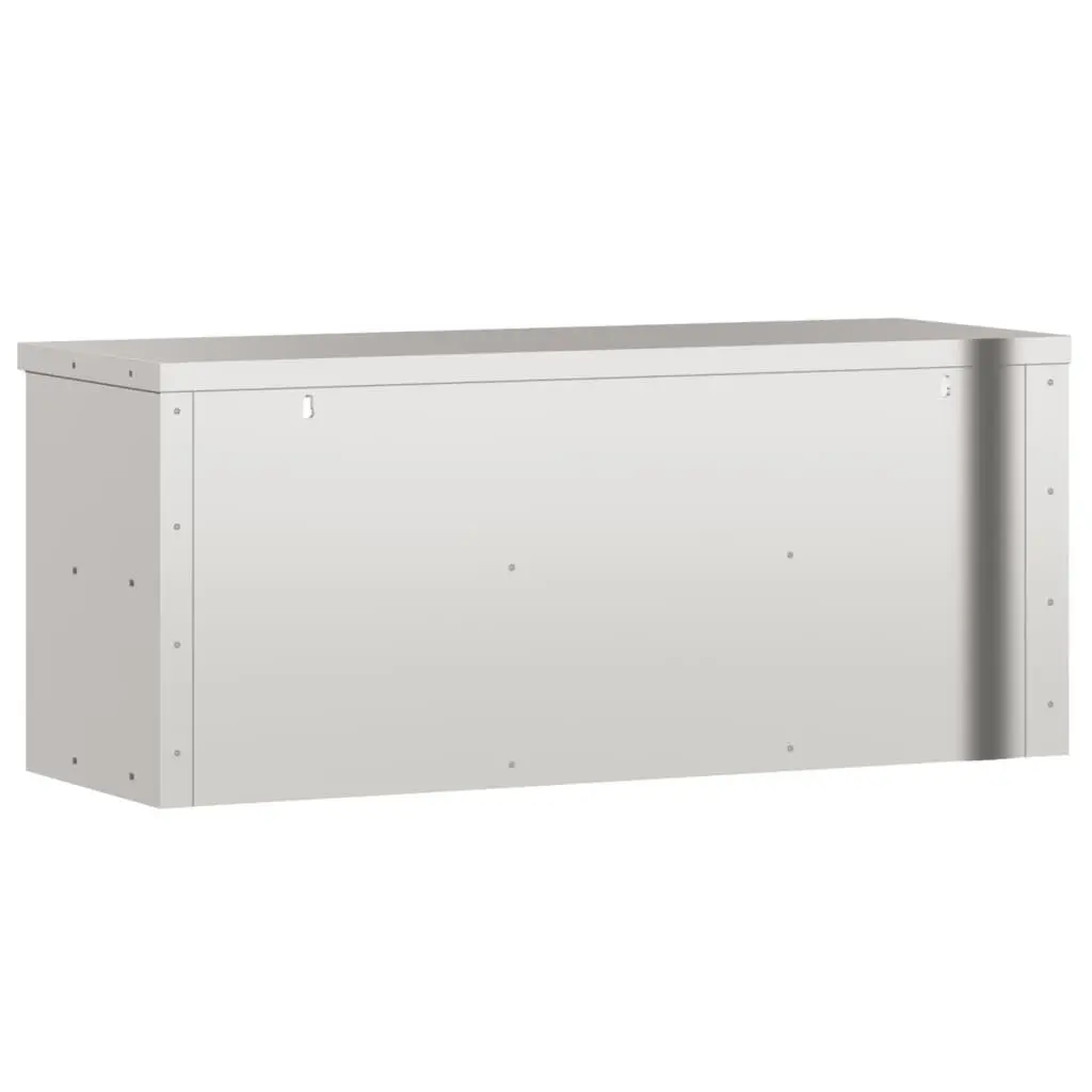 Stainless Steel Wall-Mounted Kitchen Cabinet with Shelf Silver