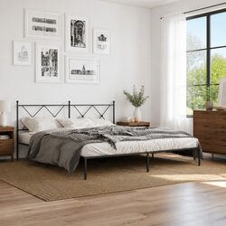 King Size Metal Bed Frame with Headboard and Storage