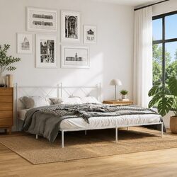 Metal Bed Frame King Size 183x203cm with Integrated Headboard