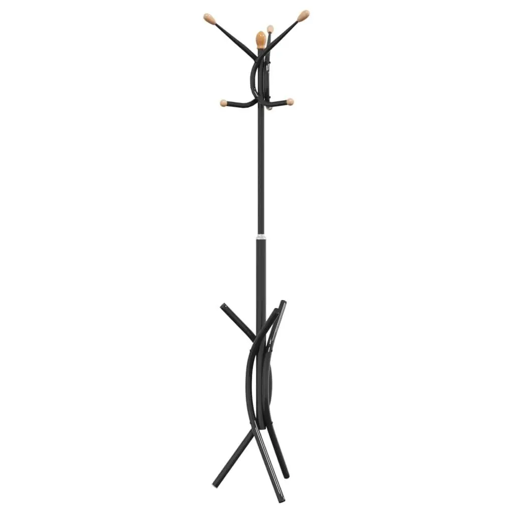 Coat Rack Stand Black Iron Frame 176cm 9 Hooks Organiser for Hallway and Bedroom